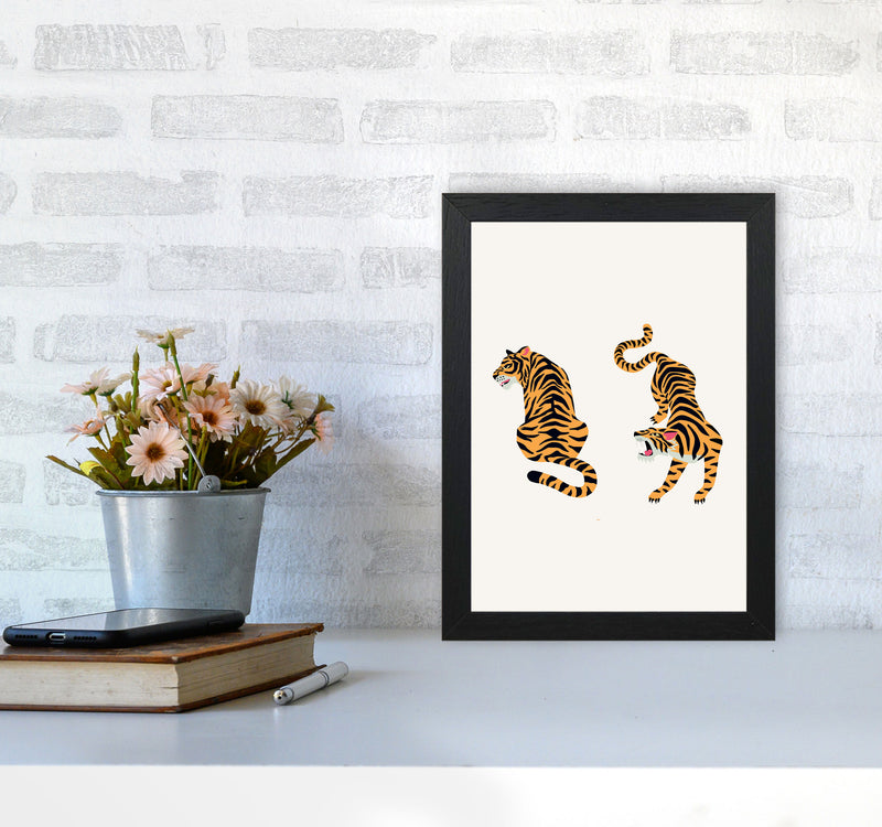 The Two Tigers Art Print by Jason Stanley A4 White Frame