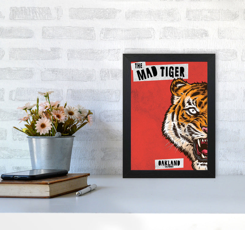 The Mad Tiger Art Print by Jason Stanley A4 White Frame