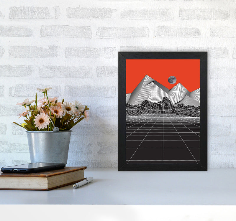 Moon Rise Red Art Print by Jason Stanley A4 White Frame