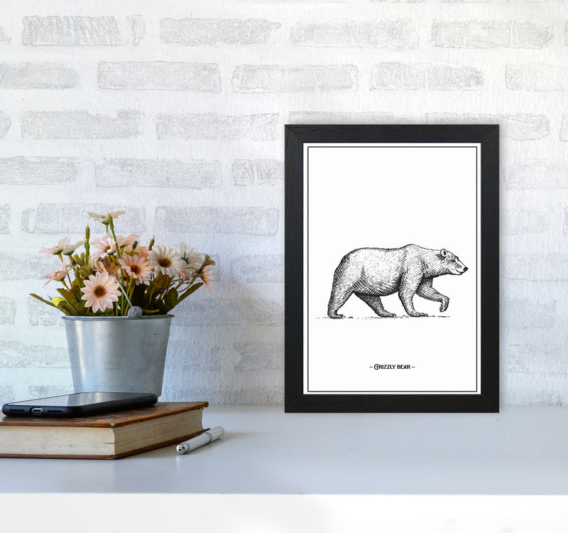 Grizzly Bear Art Print by Jason Stanley A4 White Frame