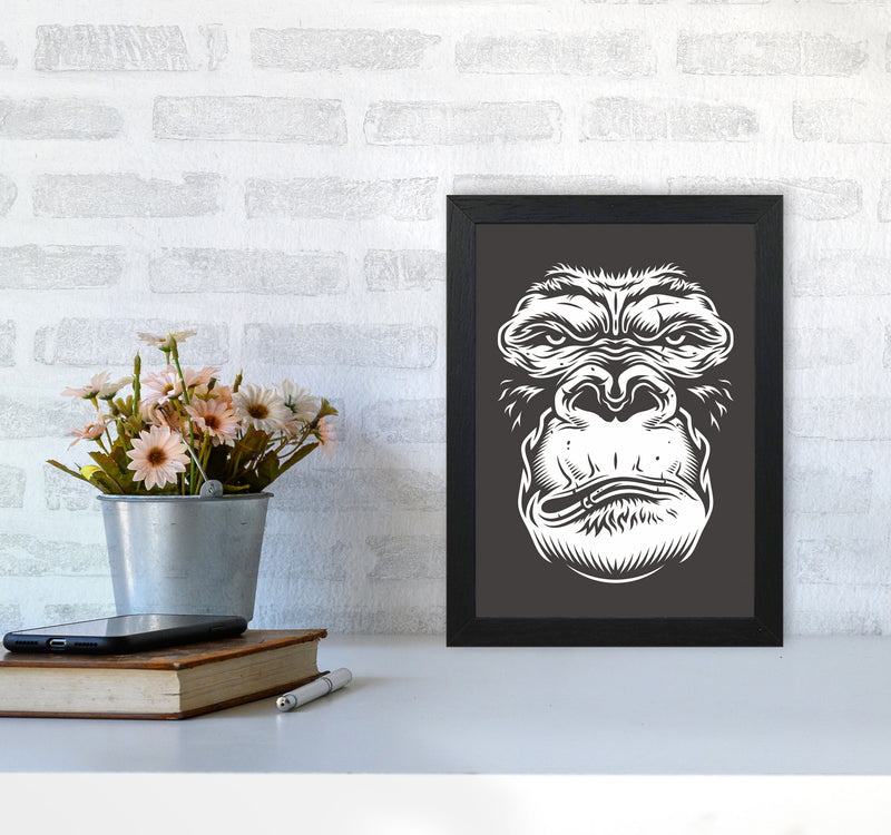Close Up Ape Art Print by Jason Stanley A4 White Frame