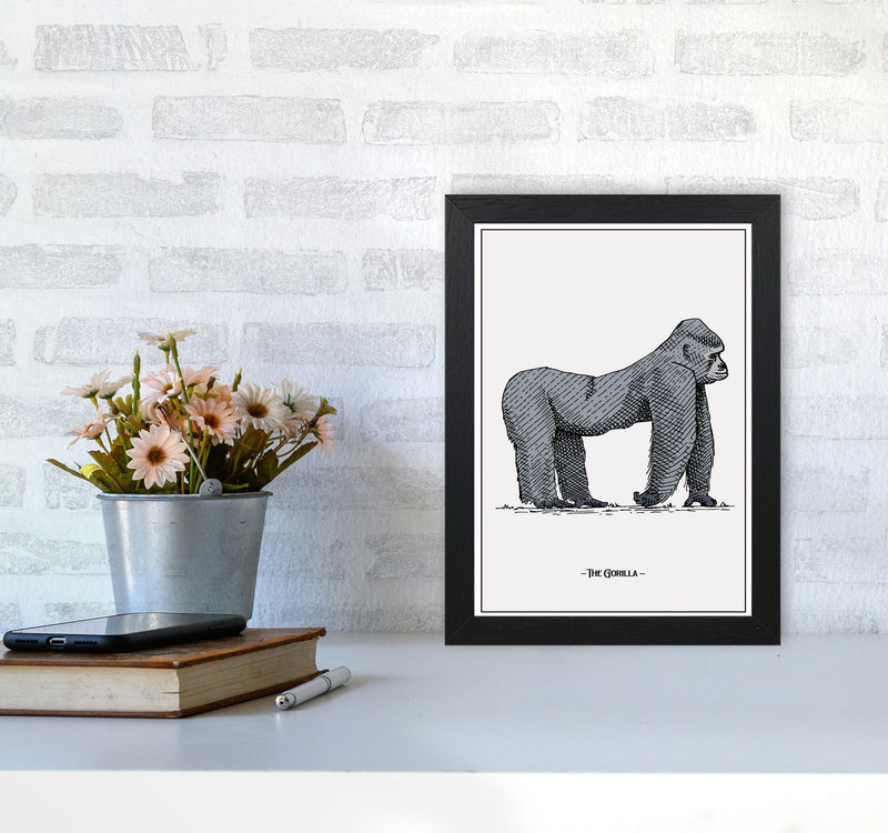 The Gorilla Art Print by Jason Stanley A4 White Frame