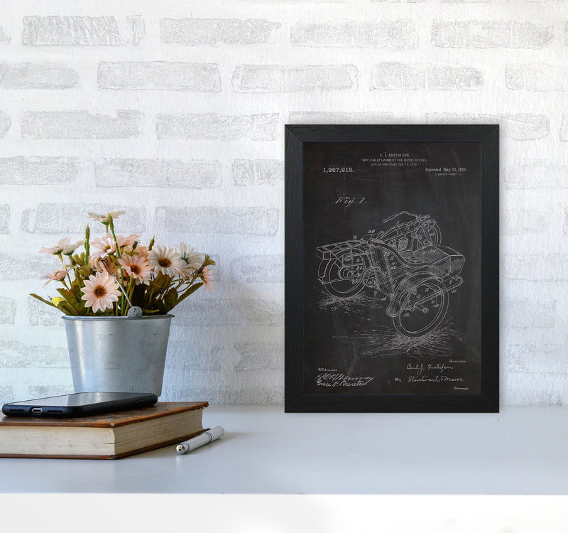 Motorcycle With Side Cart Patent Art Print by Jason Stanley A4 White Frame