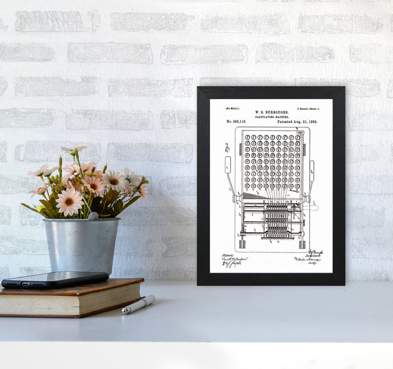 Calculating Machine Patent 2 Art Print by Jason Stanley A4 White Frame