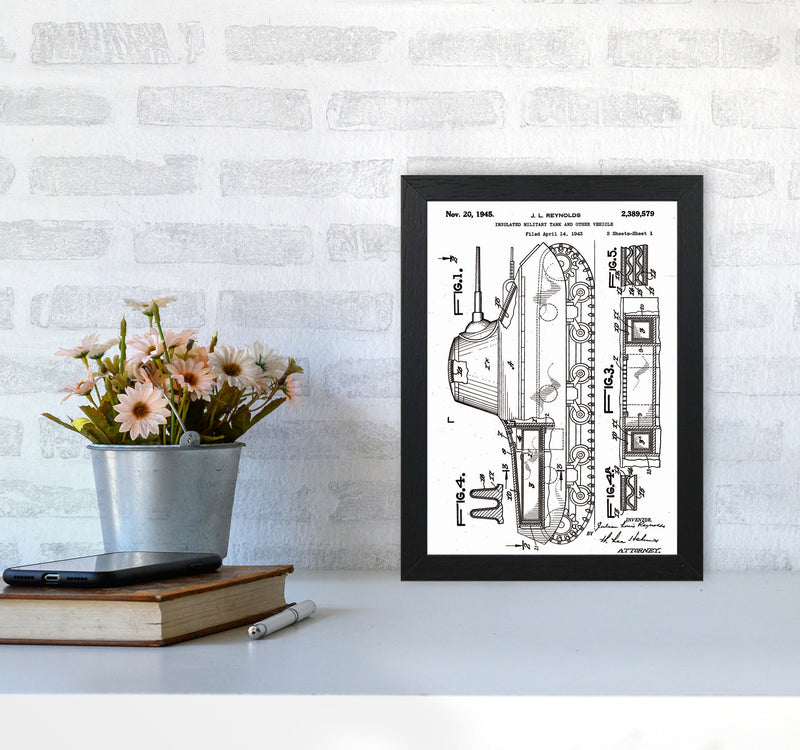 Military Tank 2 Patent Art Print by Jason Stanley A4 White Frame