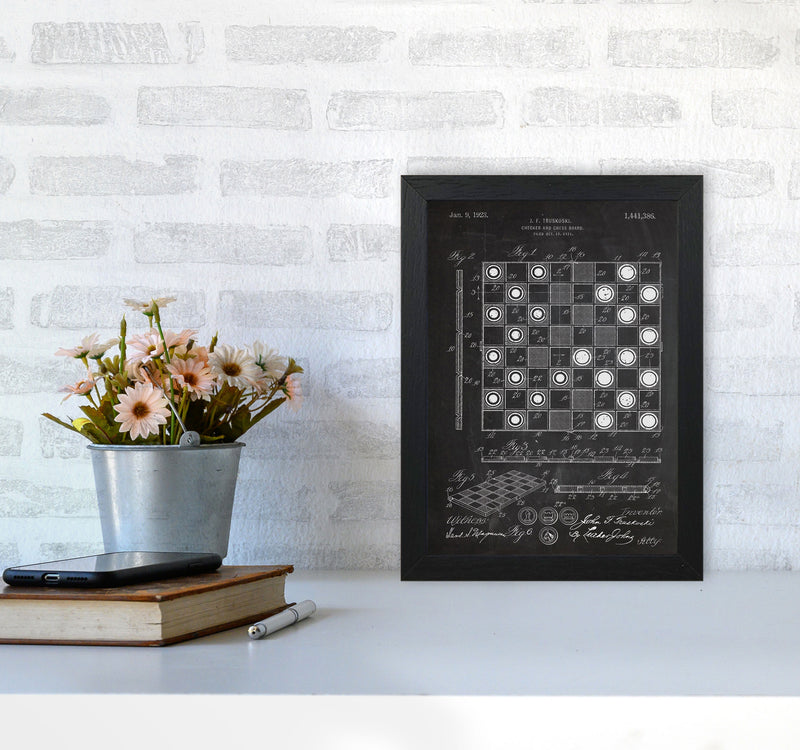 Chess And Checkers Patent Art Print by Jason Stanley A4 White Frame