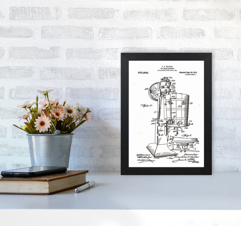 Ice Cream Machine Patent Art Print by Jason Stanley A4 White Frame