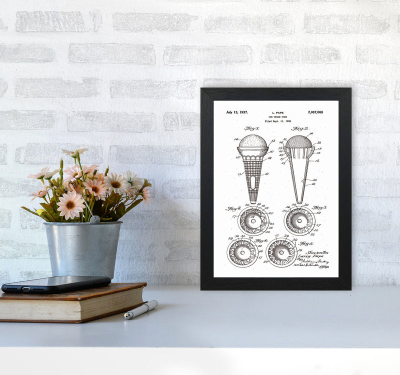 Ice Cream Cone Patent Art Print by Jason Stanley A4 White Frame