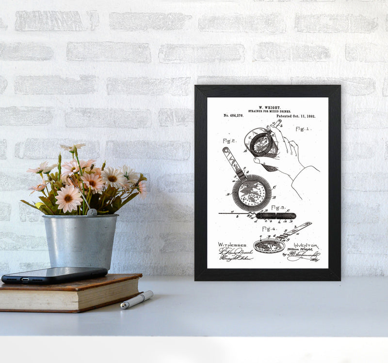 Drink Strainer Patent Art Print by Jason Stanley A4 White Frame