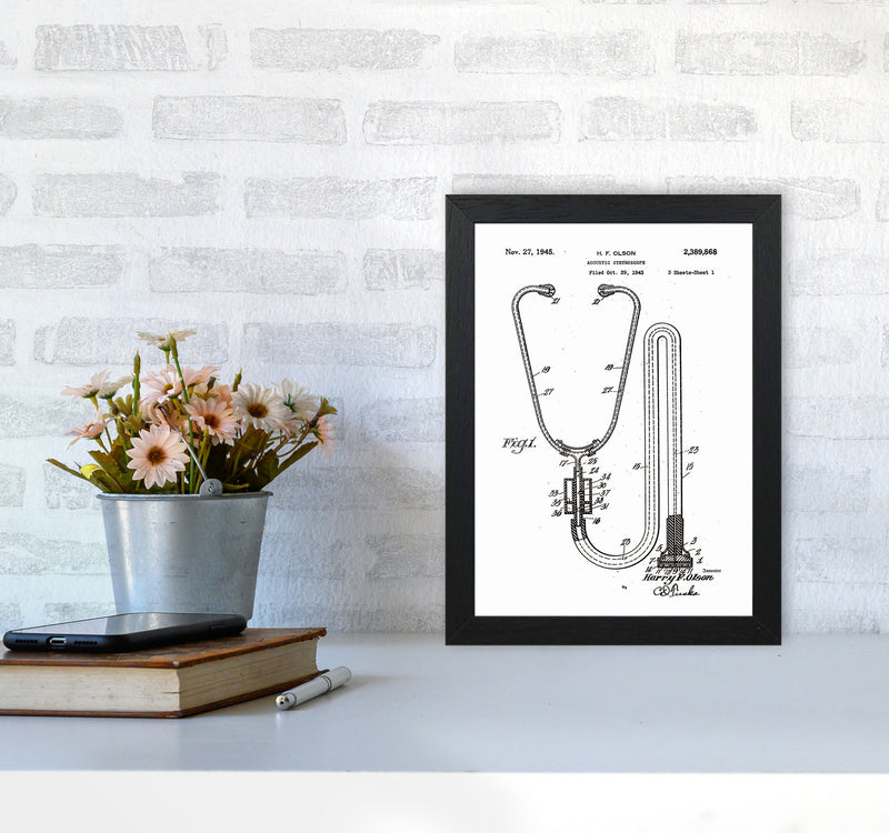 Stethoscope Patent Art Print by Jason Stanley A4 White Frame