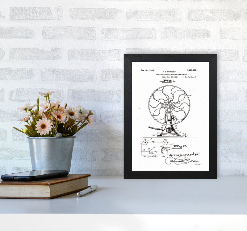 Electric Fan Patent Art Print by Jason Stanley A4 White Frame