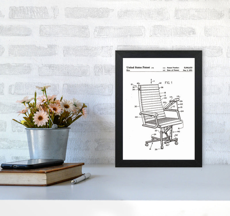Desk Chair Patent Art Print by Jason Stanley A4 White Frame