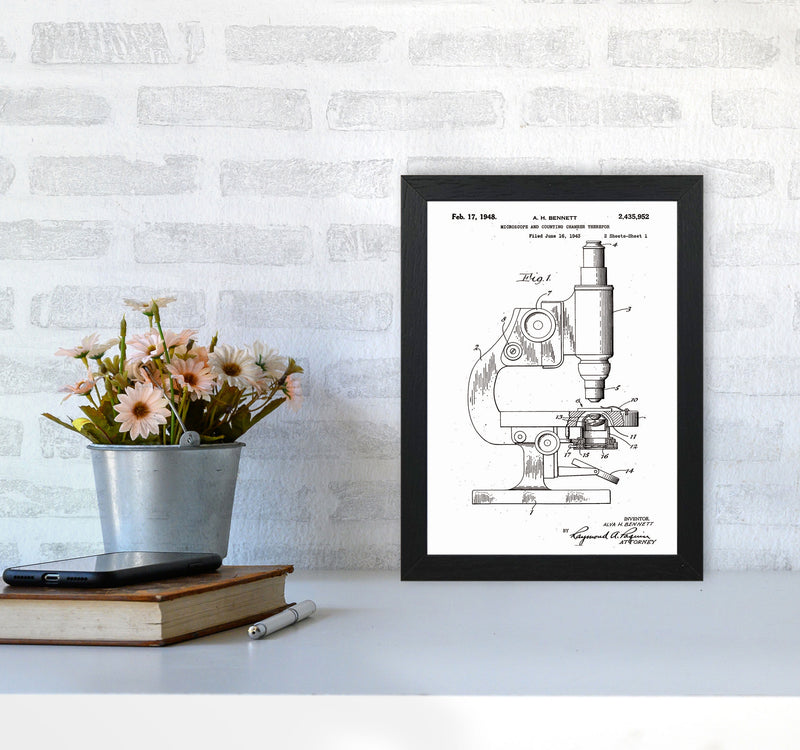 Microscope Patent Art Print by Jason Stanley A4 White Frame
