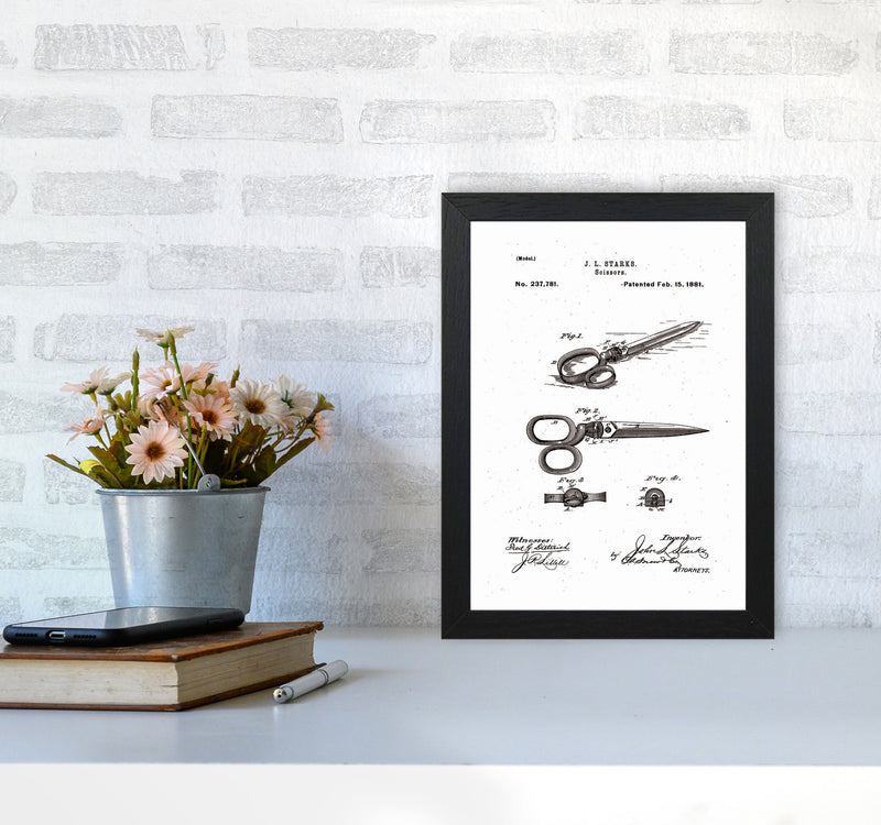 Scissors Patent Art Print by Jason Stanley A4 White Frame