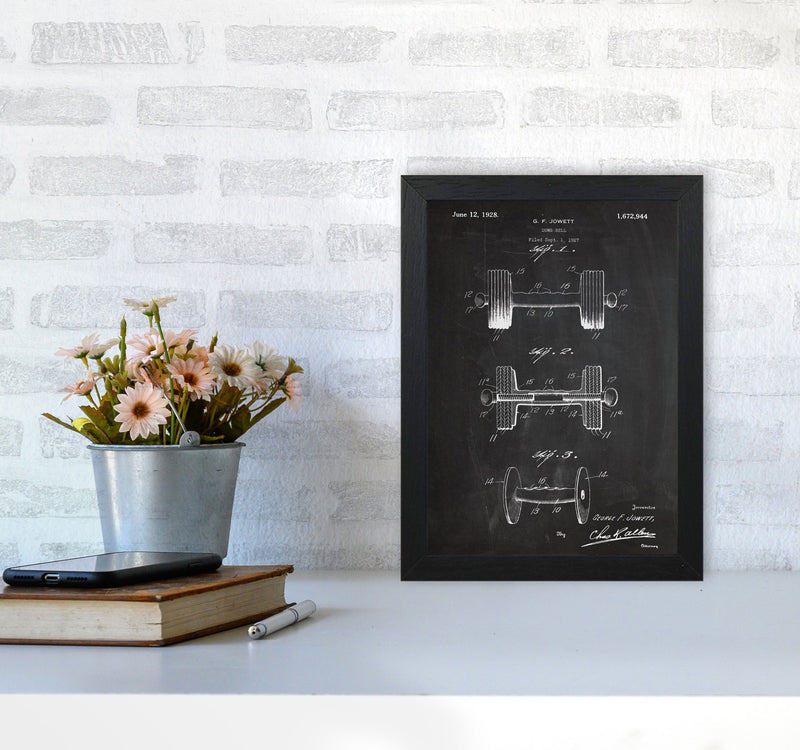 Dumbbell Patent Art Print by Jason Stanley A4 White Frame