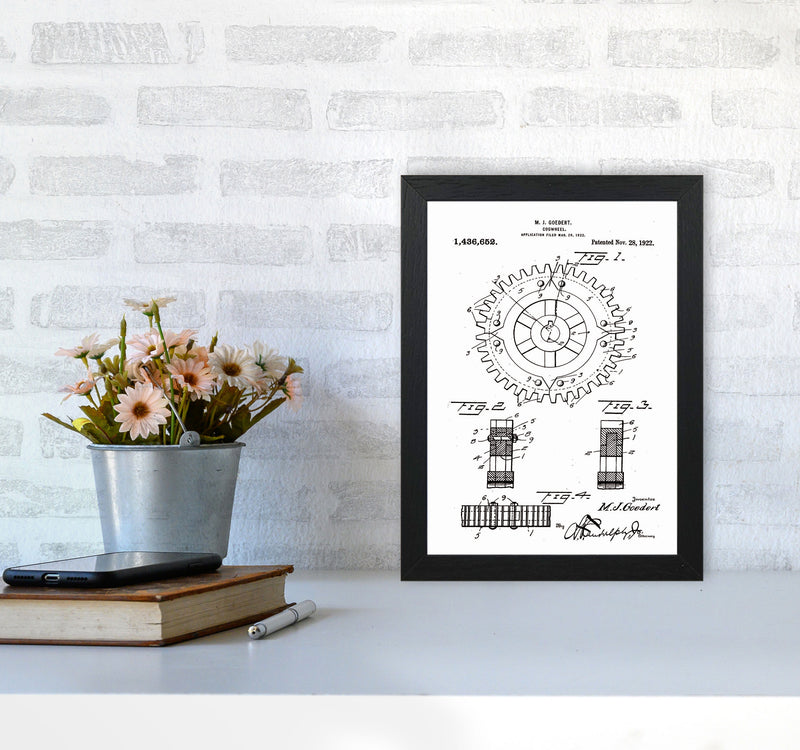 Cogwheel Patent Art Print by Jason Stanley A4 White Frame