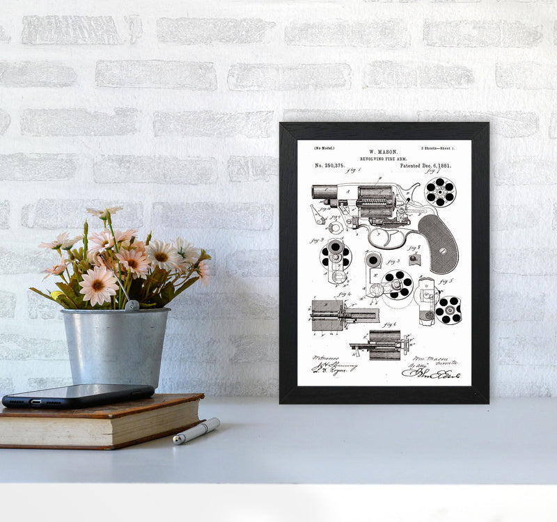 Hand Gun Patent Art Print by Jason Stanley A4 White Frame