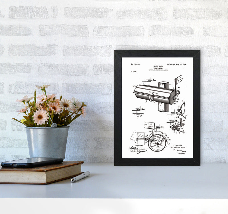 Mailbox Patent Art Print by Jason Stanley A4 White Frame