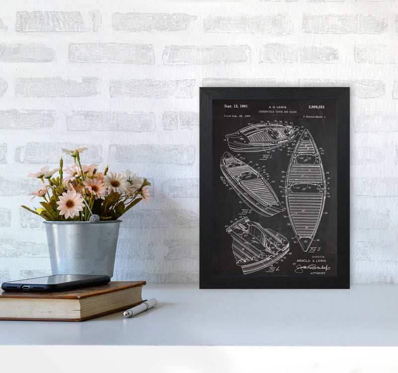Canoe Patent Art Print by Jason Stanley A4 White Frame