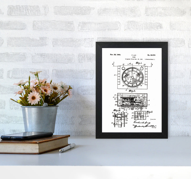 Timer Patent Art Print by Jason Stanley A4 White Frame