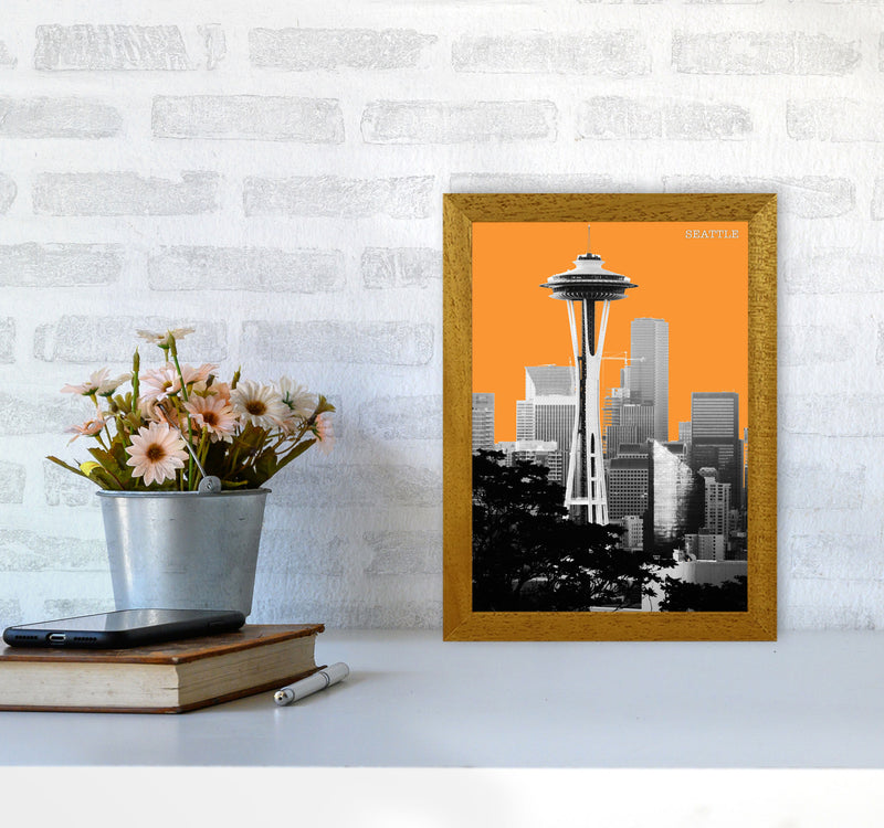 Halftone Seattle Yellow Art Print by Jason Stanley A4 Print Only