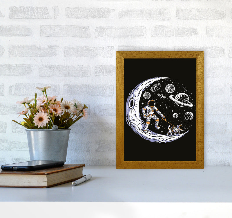 Doggie Moon Walks Art Print by Jason Stanley A4 Print Only