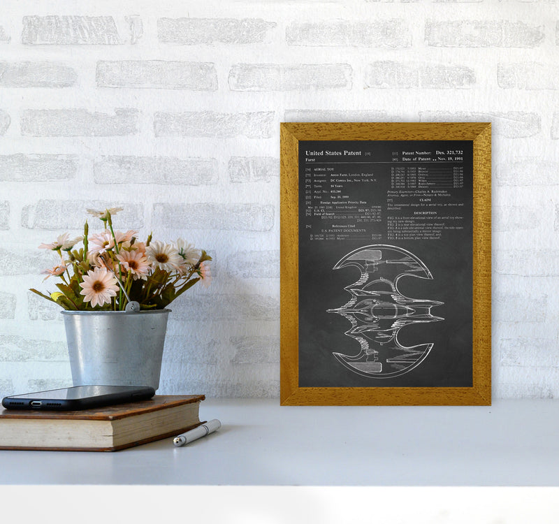 Batwing Patent Side View- Chalkboard Art Print by Jason Stanley A4 Print Only