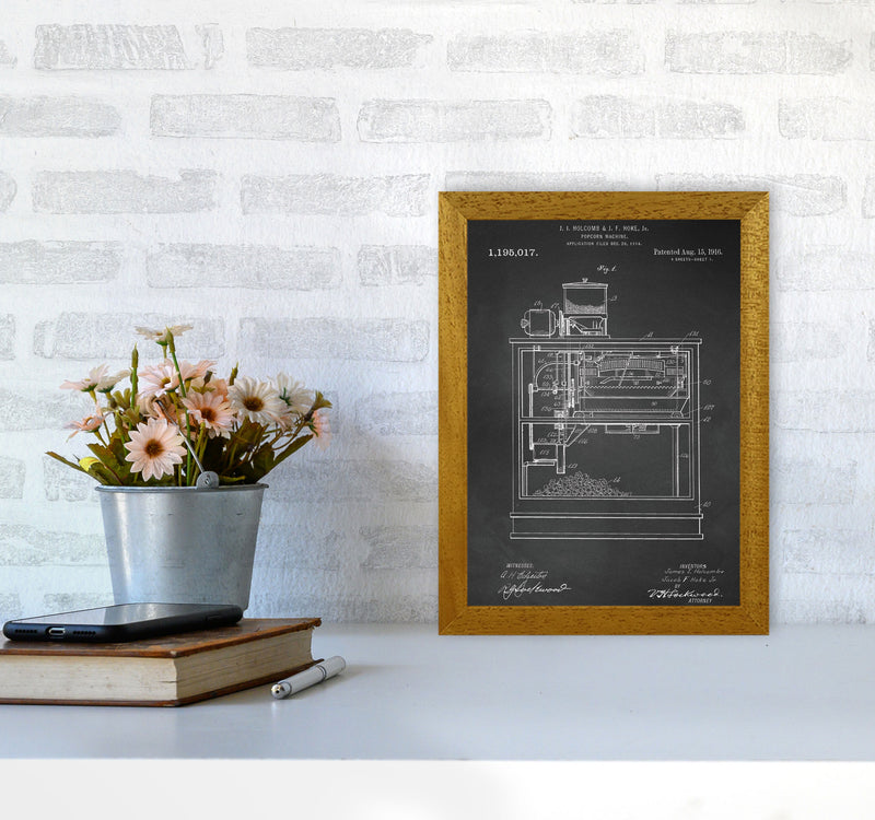 Popcorn Machine Patent- Chalkboard Art Print by Jason Stanley A4 Print Only