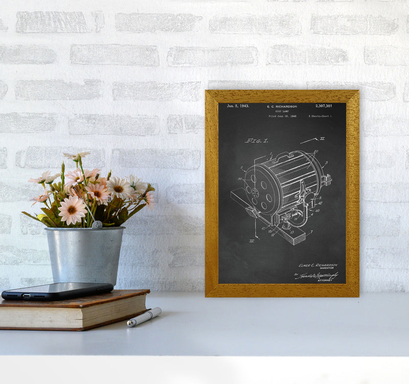 Cinema Spot Light Patent-Chalkboard Art Print by Jason Stanley A4 Print Only