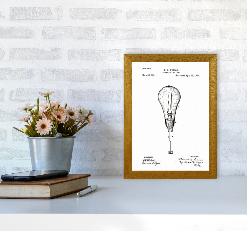 Incandescent Light Bulb Patent Art Print by Jason Stanley A4 Print Only