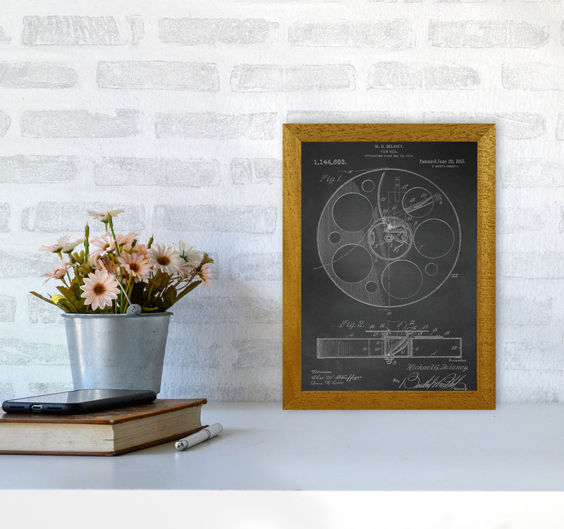 Film Reel Patent-Chalkboard Art Print by Jason Stanley A4 Print Only