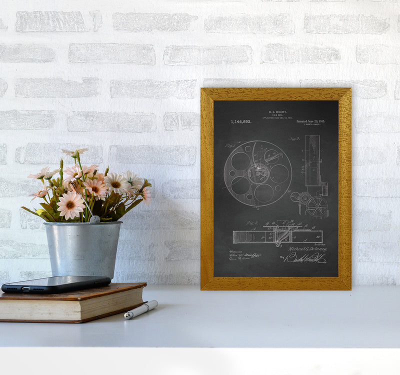 Film Reel Patent 2-Chalkboard Art Print by Jason Stanley A4 Print Only
