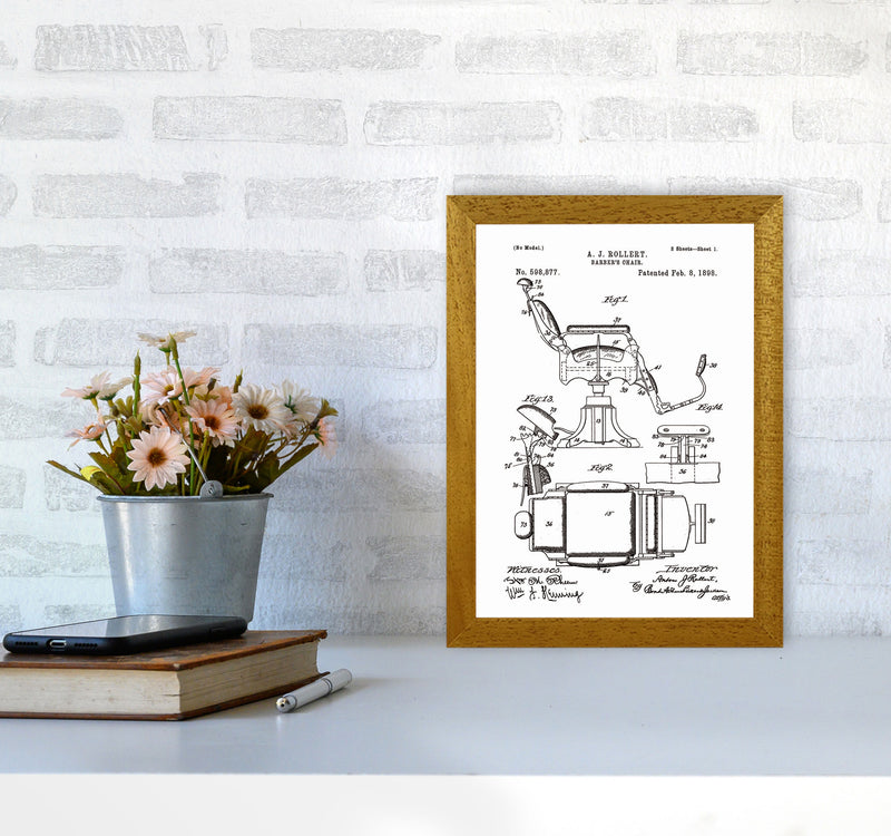 Barber Chair Patent Art Print by Jason Stanley A4 Print Only