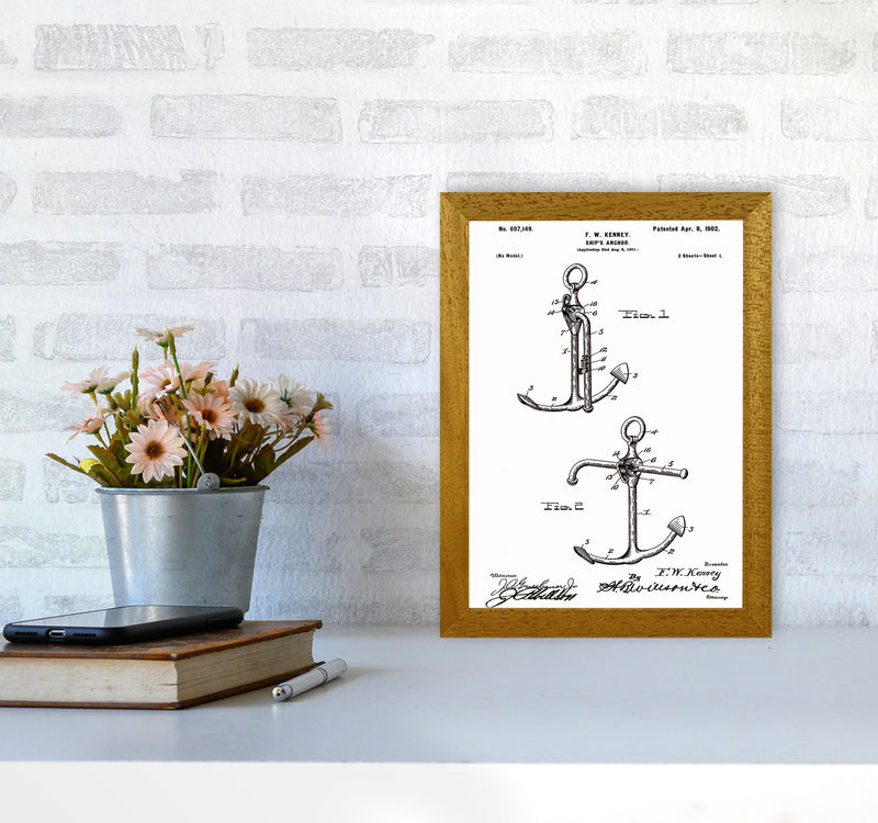 Anchor Patent White Art Print by Jason Stanley A4 Print Only