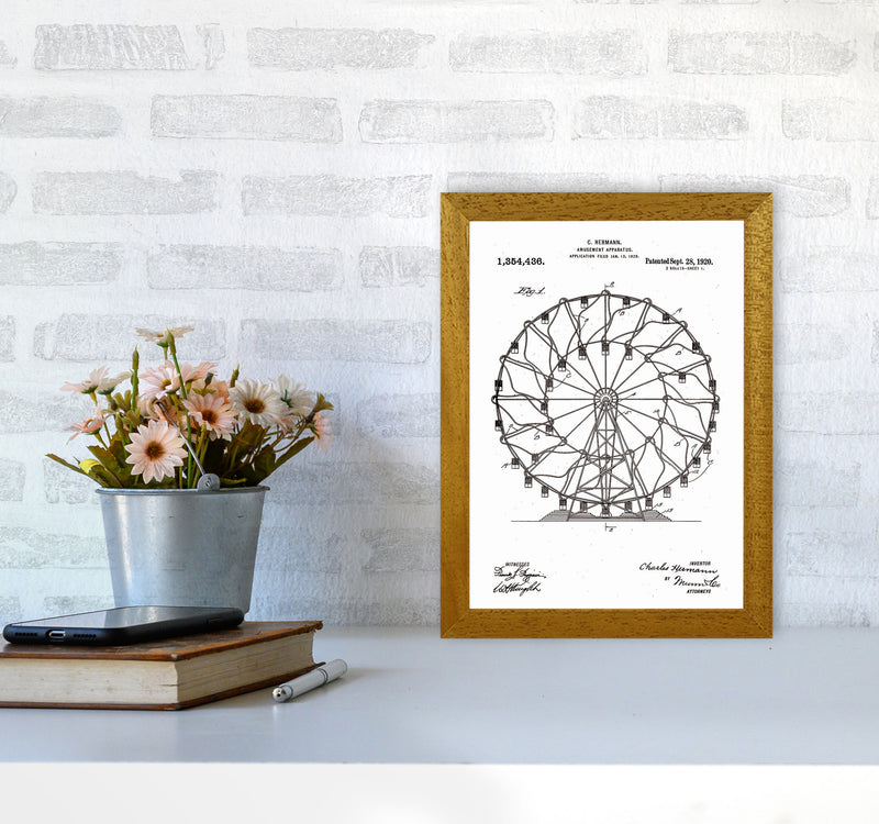 Ferris Wheel Patent Art Print by Jason Stanley A4 Print Only