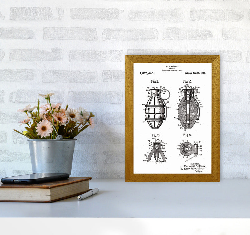 Grenade Patent Art Print by Jason Stanley A4 Print Only