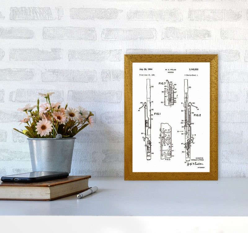 Bassoon Patent Art Print by Jason Stanley A4 Print Only