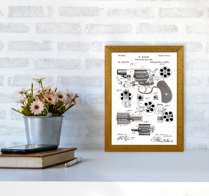 Hand Gun Patent Art Print by Jason Stanley A4 Print Only