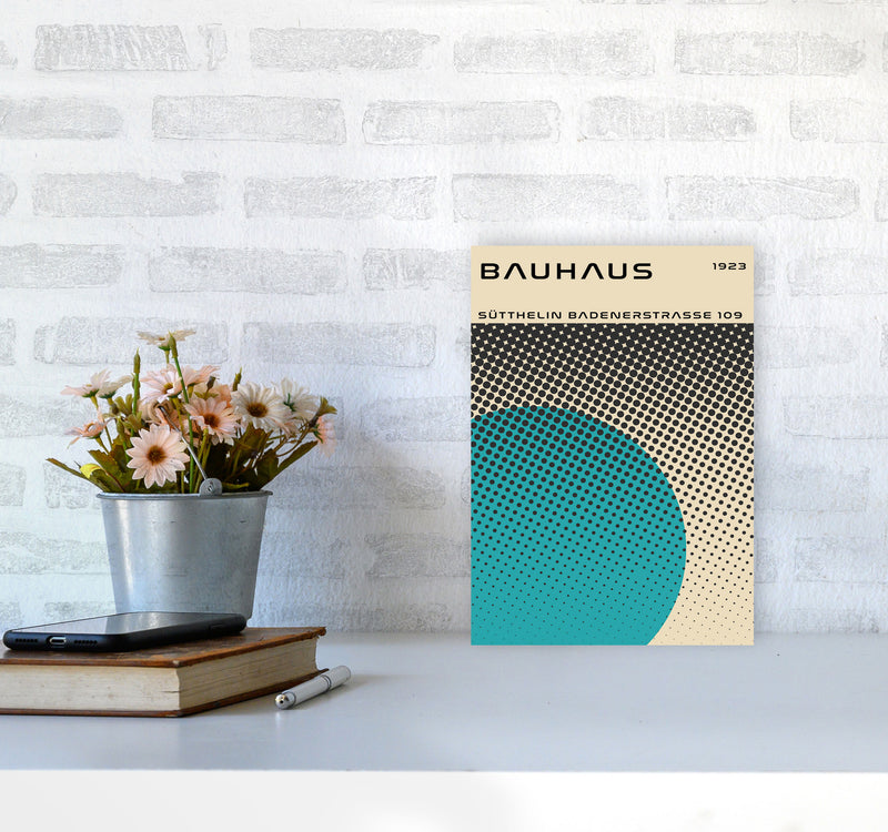 Bauhaus Geometric Teal Vibe II Art Print by Jason Stanley A4 Black Frame