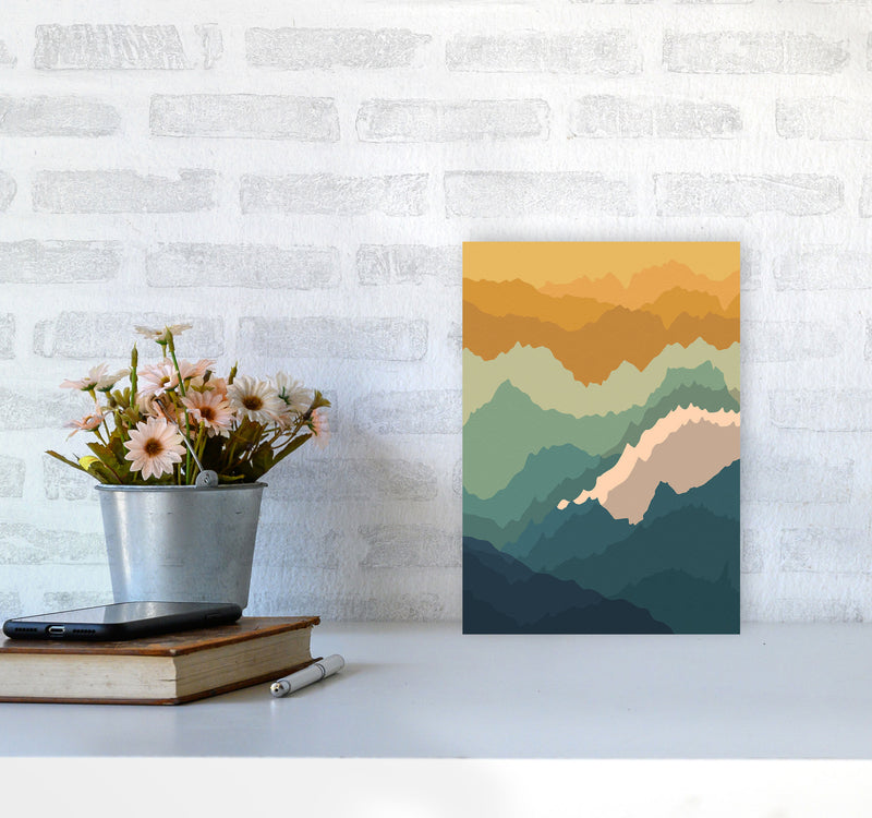 Japanese Mountain Topography Art Print by Jason Stanley A4 Black Frame