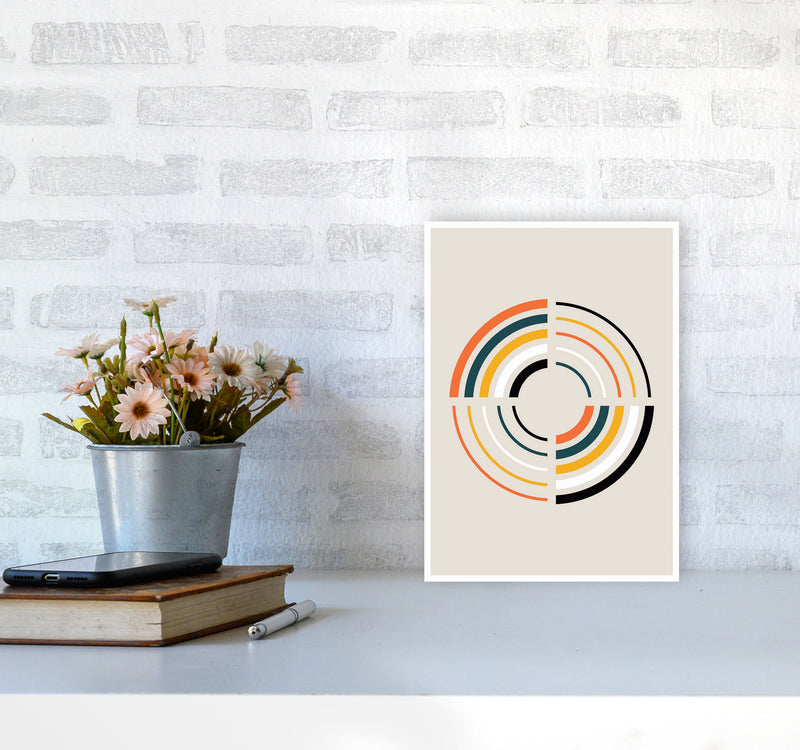 Retro Geometric Circle 2 Art Print by Jason Stanley A4 Black Frame