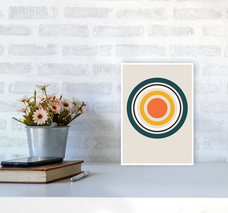 Retro Geometric Circle 3 Art Print by Jason Stanley A4 Black Frame