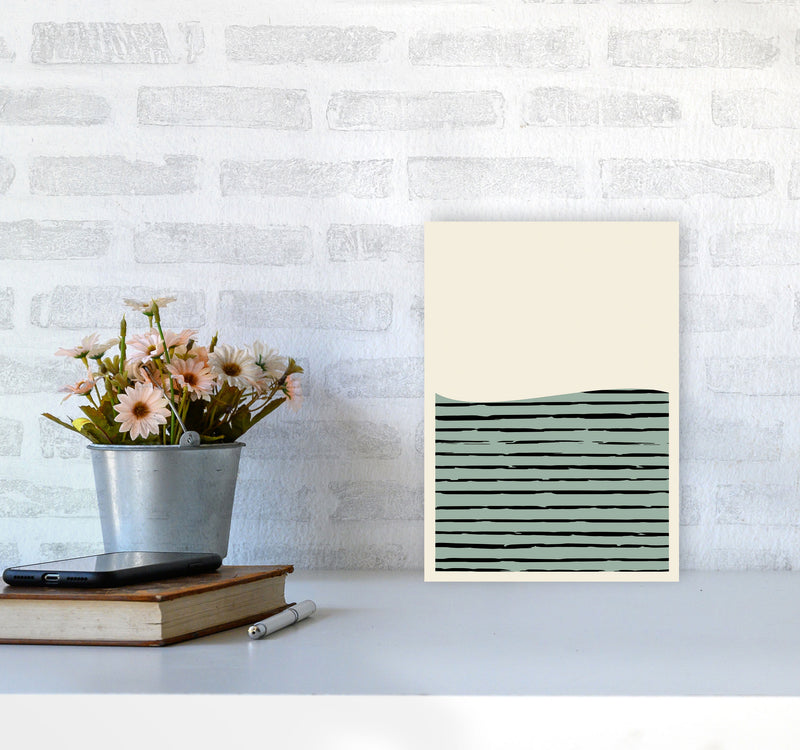 Green Minimal Midcentury Art Print by Jason Stanley A4 Black Frame