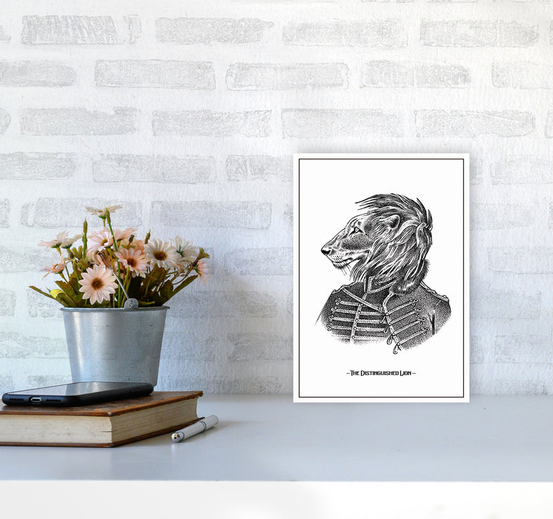 The Distinguished Lion Art Print by Jason Stanley A4 Black Frame