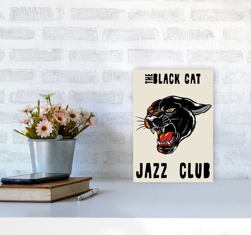 The Black Cat Jazz Club Art Print by Jason Stanley A4 Black Frame