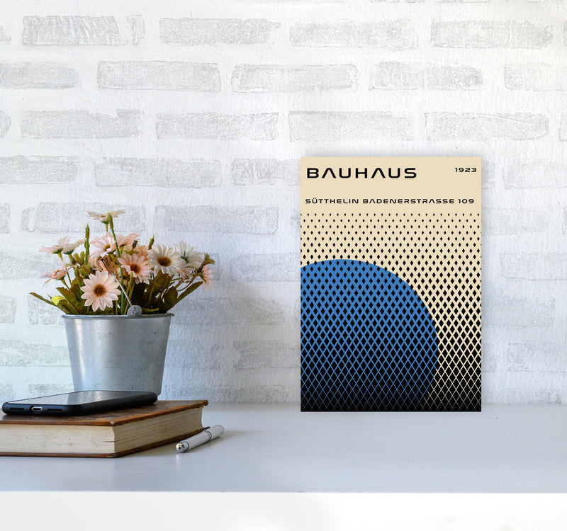 Bauhaus Geometric Blue Art Print by Jason Stanley A4 Black Frame
