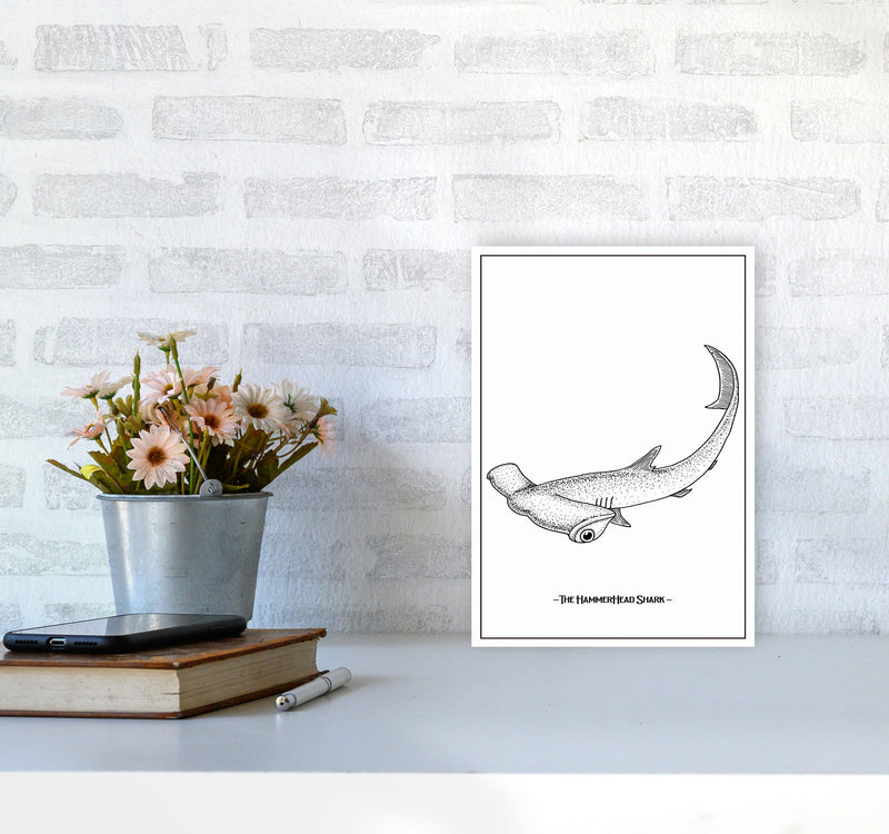 The Hammerhead Shark Art Print by Jason Stanley A4 Black Frame