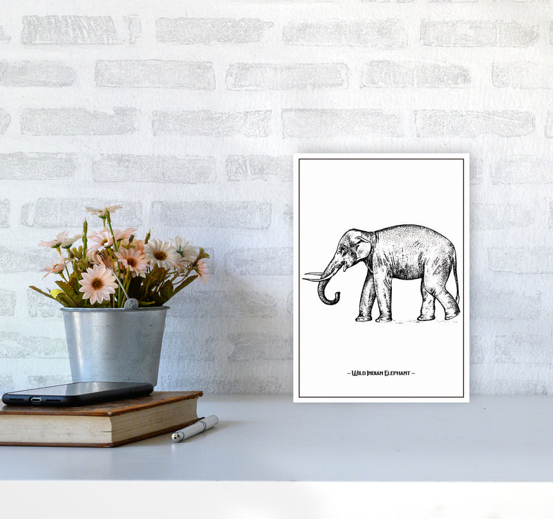 Wild Indian Elephant Art Print by Jason Stanley A4 Black Frame