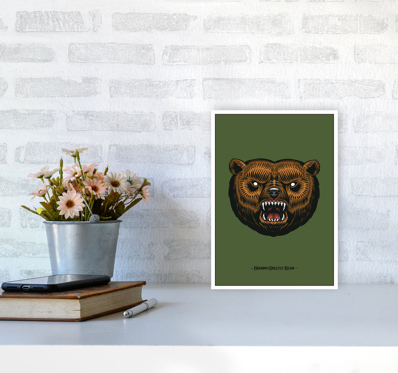 Brown Grizzly Bear Art Print by Jason Stanley A4 Black Frame