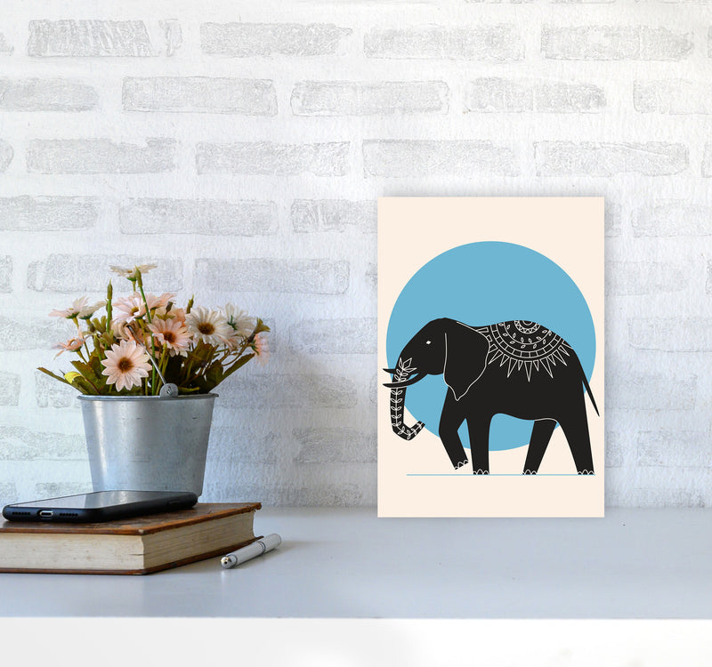 Elephant Moonlight Art Print by Jason Stanley A4 Black Frame